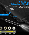 1920P HD Borescope With 8 Adjustable LEDs Semi Rigid Endoscope for Tight Spaces and Deep Inspection of Pipes Engines and Walls