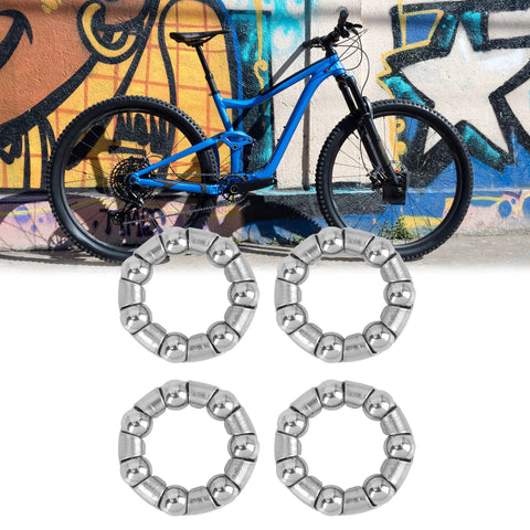 4 Pack Bicycle Ball Bearing Retainers With 7 Balls Each, Steel Cages For Crank And Wheel Bearings, Outer 20.4mm Inner 12mm