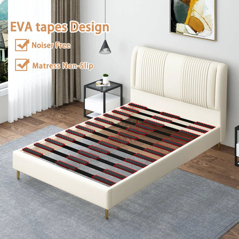 Heavy Duty Queen Bed Slats Universal Replacement For Metal Or Wood Frames Adjustable Length supports any Standard Mattress with EVA tape design.