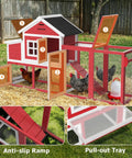 Extra Large Outdoor Chicken Coop With Run And Wheels For Six To Ten Chickens, featuring nesting boxes, asphalt roof, and pull-out tray