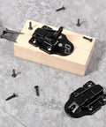 Two Pack Small Toggle Latches For Wooden Boxes And Guitar Cases, Chest Latch Replacement Hardware with screws and wood block