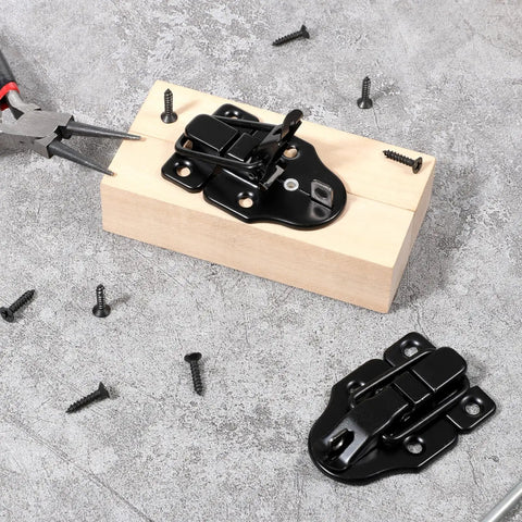 Two Pack Small Toggle Latches For Wooden Boxes And Guitar Cases, Chest Latch Replacement Hardware with screws and wood block