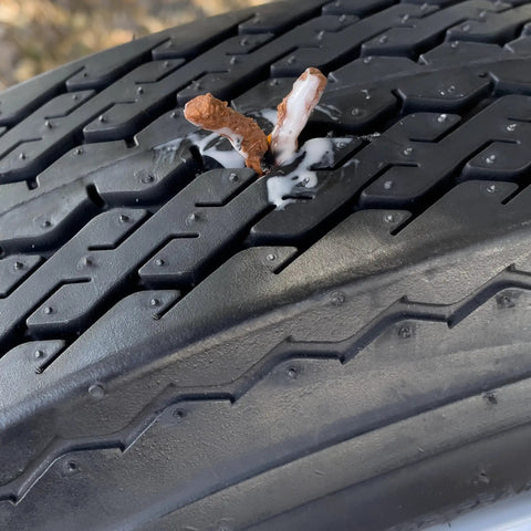 Tire puncture repair using Easy Tire Plug Drill Bit Kit for All Drills 2 Piece Set with Reamer and Plugger Bits Quick No Fuss Solution