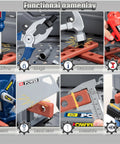 Close-up of Awesome Kids Tool Workshop Set with 32-Inch Folding Workbench, showcasing electric drill toy and tool storage for STEM play.