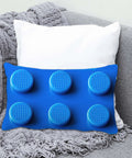 Blue Building Brick Print Throw Pillow Cover For Kids And Gamers 12x20 Inch Construction Block Pattern Cushion Case, blue front