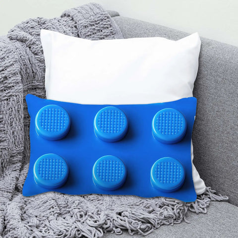 Blue Building Brick Print Throw Pillow Cover For Kids And Gamers 12x20 Inch Construction Block Pattern Cushion Case, blue front