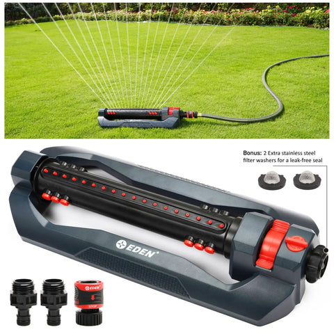 Turbo Oscillating Sprinkler With 18 Precision Nozzles Covers Up To 4400 Sq Ft No Fuss Quick Connect Bundle in garden use