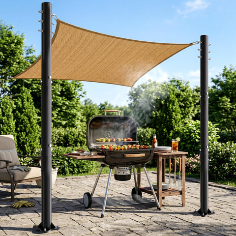 2 Pack 10-Foot Shade Sail Poles, 2.6 Inch Diameter Steel Heavy Duty, Wind Resistant Shade Pole Kit With Mounting Hardware for patio