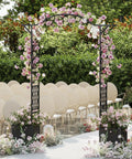Garden Arch With Planters And No Fuss Self Watering Boxes On Wheels, 8.2Ft Metal Arbor Trellis at outdoor wedding ceremony