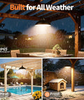 Solar Pendant Lights Indoor Outdoor With Remote All Day And Night Modes 4000mAh Lighting for Patio, Gazebo, Chicken Coop