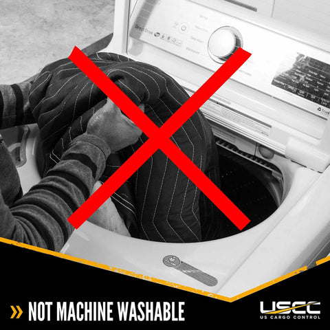 Heavy Duty 12 Pack Large Moving Blankets 80 X 72 Inches Black Polyester - Not machine washable, shown in washing machine.
