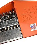 Mechanics Length Step Point Drill Bit Set From One Sixteenth To Three Eighths Inch By Sixty Fourths, 21 Piece in orange case
