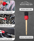 11 Piece Car Detailing Kit For Wheels Exterior And Interior Cleaning with boar hair brush and wooden handle