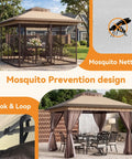 Dope Pop Up Gazebo Tent 11x11 Outdoor Canopy With Double Vent Roof showcasing mosquito netting and hook & loop detail