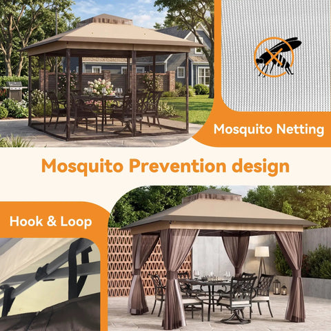 Dope Pop Up Gazebo Tent 11x11 Outdoor Canopy With Double Vent Roof showcasing mosquito netting and hook & loop detail