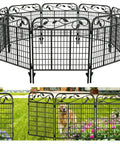 4 Panels 44In High By 12 Ft Long Heavy Duty Decorative Garden Fence Gate With Leaves Metal Wire Panels Rustproof Tall Outdoor Dog Fence And Pet Barrier For Yard Borders Flower Beds Black