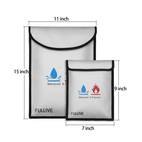 Heavy Duty Fireproof Document Bag For Cash And Files, Waterproof 15x11 Safe Storage Pouch With Silicone Coated Exterior
