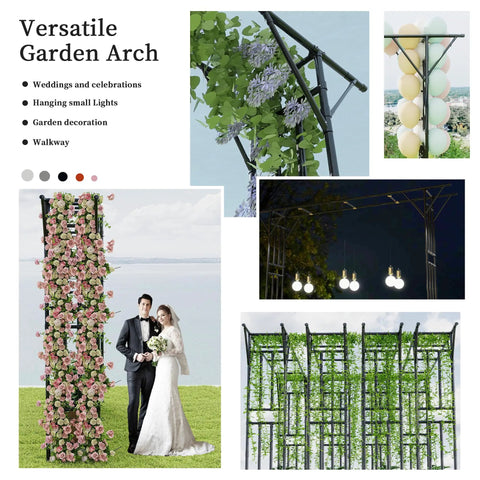 Flat Top Garden Arch Trellis 11 Ft By 9 Ft, Super Large Arbor For Climbing Plants with floral decorations at a wedding.