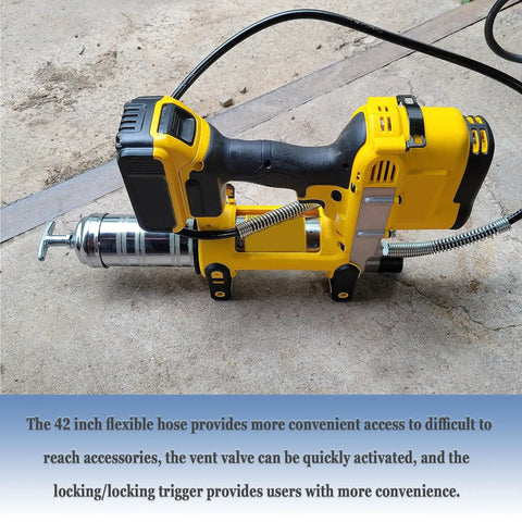Grease Gun Hose Kit For 20V Max Cordless Grease Gun, 42 Inch Flexible Hose With 1/8 Inch Bore resting on concrete surface