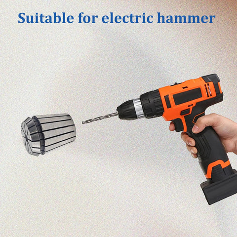 Electric hammer next to 2 Pack ER32 Spring Collets 1/4 Inch High Precision Collet Chuck For CNC Router Milling Machine Lathe Spindle Tool Holder.