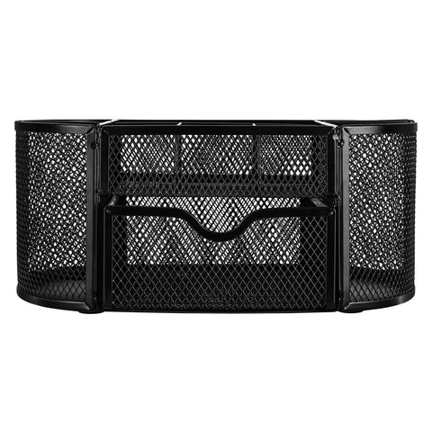 Solid Mesh Desk Organizer Featuring A Roomy Pullout Drawer And Rugged Steel Office Caddy Storage To Sort Your Gear And Level Up Your Daily Grind Workstation In Black