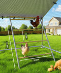Heavy Duty Outdoor Metal Chicken Coop with Run and Waterproof UV Cover for Yard Walk In Poultry Cage with Roosting Perch