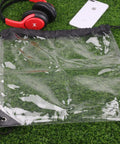 Clear Drawstring Bags Two Pack, Waterproof Stadium Security Approved Small Clear Bags For Sports Events, 17x13 inch PVC on grass