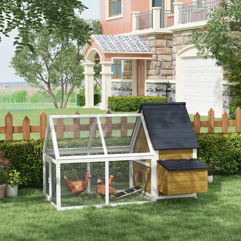 Wooden Chicken Coop With Detachable Run For Outdoor Poultry Cage Nesting Box Roosting Bars Ramp Removable Tray And No Fuss Assembly