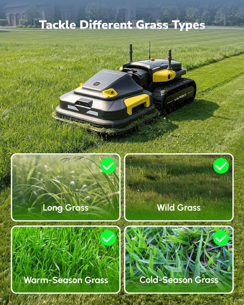Robotic Lawn Mower Pro With Blower And Snow Blower Modular System For Large Yards Up To 6 Acres tackles various grass types