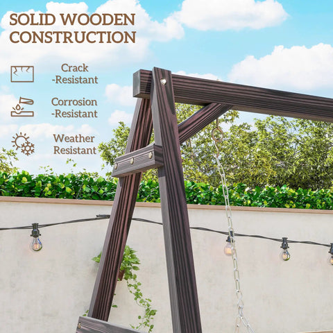 Heavy Duty A Frame Wooden Swing Stand With Reinforced Bars For Outdoor Porch Garden And Yard Supports Up To 770 Lbs highlighting crack, corrosion, and weather resistance