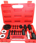 18Piece Air Conditioning Compressor Clutch Hub Puller Kit For Gm Ford Chrysler Sanden Tools in red case with various tools.
