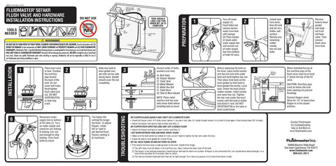 Installation guide for PerforMAX Universal High Performance 2 Inch Toilet Flush Valve Repair Kit with illustrated steps.