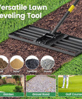 Heavy Duty Lawn Leveling Rake With 30 By 10 Inch Foldable Leveler Plate And 6 Foot Adjustable Handle used on golf course