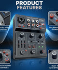 3-Channel Dope Wireless DJ Mixer With Bluetooth 5.0 USB Audio Interface XLR And 6.35mm Mic Line And Guitar Inputs 3.5mm