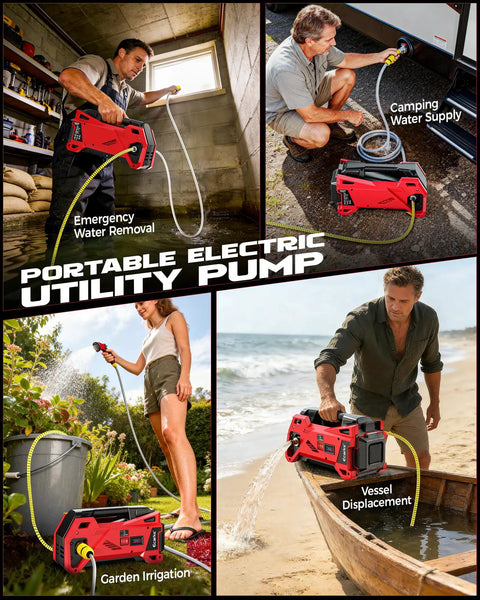 Kickass Cordless Water Transfer Pump 9.6GPM Self Priming Battery Powered Pond Pump For Quick RV Tank And Pool Draining Straight Up Reliable Garden Watering Fits Milwaukee 18V in use for garden irrigation.