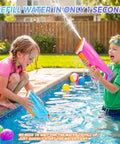 Children playing with Electric Water Gun for Pool with Type C Charging Fast Fill Water Beast Mode Automatic Squirt Blaster by pool.