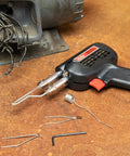 Industrial 300 Watt Soldering Gun Kit with pro grade build, quick heat up, durable metal body, and adjustable temperature in use.