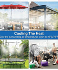 Outdoor Patio Misting Kit 50 Foot Hose Cooling System For Backyard Garden in various outdoor settings