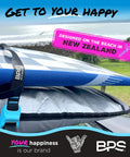 No Scratch 15 Foot Roof Rack Tie Down Straps 2 Pack With Silicone Buckle Covers And Recycled Plastic Storage Bag securing surfboards