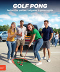 Group enjoying Backyard Mini Golf Putting Game Set With 2 Putters And 2 Balls 10 Foot Practice Putting Green Mat at a tailgate.