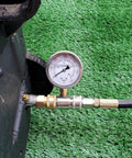 Pro Grade Beefy Pressure Washer Gauge 6000 PSI With Three Eighths Inch Quick Connect For Power Washers, dual dial, installed on machine