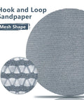 Heavy Duty 5 Inch 60 Grit Sanding Discs 70 Pack with hook and loop fabric mesh for orbital sanders close-up