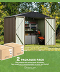 8x6 Foot Outdoor Storage Shed With Sloped Roof Metal Garden Tool Shed With Locking Door For Patio Storage in backyard