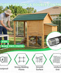 Man feeding chickens with 48 Inch By 100 Foot Black Vinyl Coated Hardware Cloth With One Half Inch Mesh, 19 Gauge Welded Wire Fence.