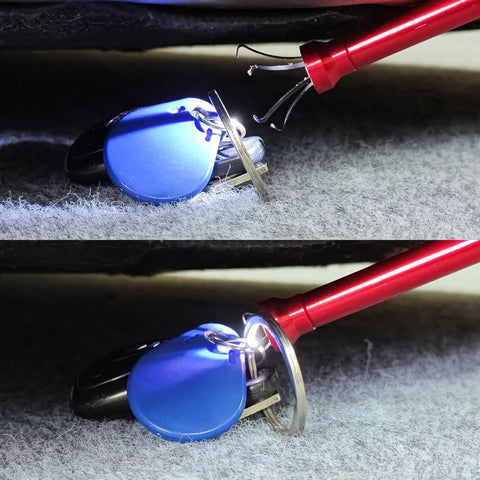 Magnetic Claw Grabber Pickup Tool With Bright LED Light 24.4 Inch Reach Retractable Four Claw Design 2 Pound Pull Strength Magnetic Pick Up Tool For Small Parts Debris In Tight Spots