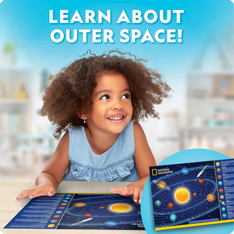 Magnetic Solar System Art Kit For Kids With 9 Magnets Build Paint And Display 3D Planet Magnets On Any Fridge Safe High Quality Materials Totally Fun Educational STEM Craft For Curious Adventurers, child with solar system poster