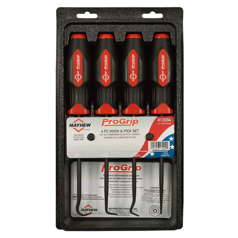 Packaging of ProGrip 4-Piece Hook And Pick Set With Black Oxide Finish, handles visible, for auto, motorcycle, DIY use.