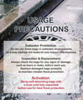 Wet street and drain with instructions for flood barrier usage and precautions