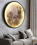 Dimmable Moon Wall Light 23 Inch With Remote Control Plug In Modern LED Wall Lamp 30W Black Night Light hung in living room