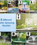 Solar Fountain Pump for Bird Bath and Pond, 6.5W Solar Water Pump With Dry Run Protection And Double Layer Nozzles, 5 Ft Tubing